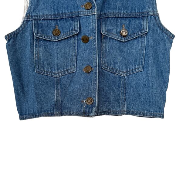 Rampage R Wear Vintage Denim Button Sleeveless Vest 90s Woman Junior Size 5 - Picture 3 of 8